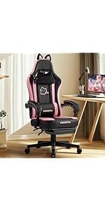 Gaming Chair Big and Tall, Green Leather Video Game Chairs with Footrest, Padded Linkage Armrests & Large Headrest, Ergonomic Computer Chair 350lbs for Adults Gaming or Office Use