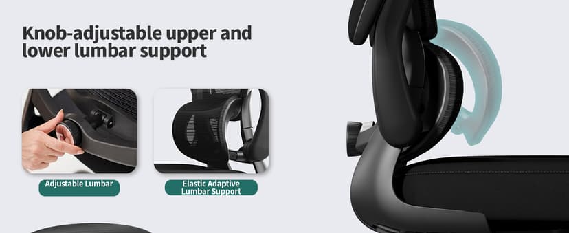 TRALT Office Chair - Ergonomic Desk Chair with Adjustable Lumbar Support, Mesh Computer Chair, Executive Chairs for Home Office Comfortable Lumbar Support (Black)