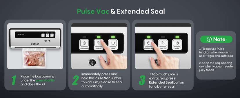 FRESKO Vacuum Sealer Machine with Automatic Bag Detection, Double Heat Seal, Compact Food Sealer, Easy to Use, Starter Kit