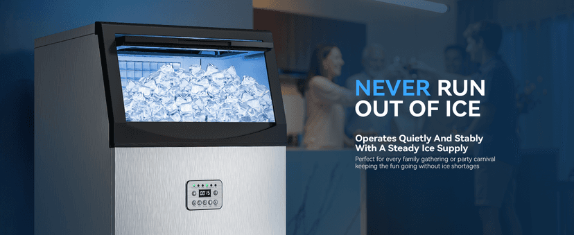 Tehanld Commercial Ice Maker Machine, 110LBS/24H with 33LBS Large Storage Capacity, 50 Ice Cubes/15 Mins, Ice Machine with Self-Cleaning & Water Filter, Under Counter & Freestanding for Home, Bar