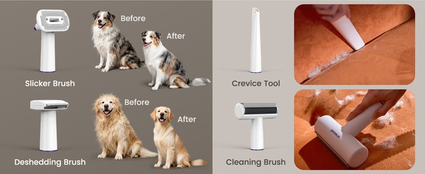 oneisall Dog Grooming Vacuum Kits: 15000Pa Shedding Brush with Grooming Tools, 3 Suction Low Noise, Pet Grooming Vacuum for Thick and Undercoat, 1.5L Dust Cup Dog Hair Vacuum, Home Cleaning, LM5