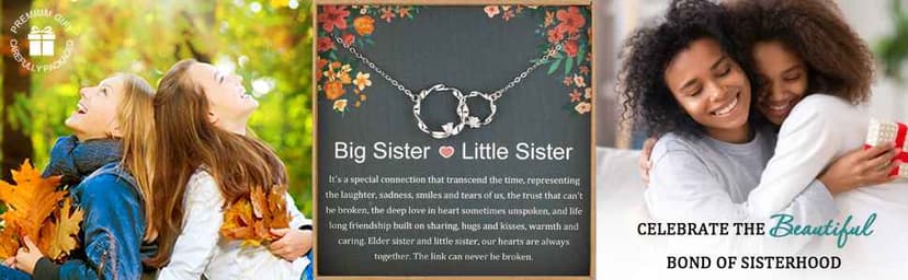 Sister Gifts, Sterling Silver Interlocking 2 Circles Necklace for Big & Little Sisters, Sister Birthday Gifts from Sisters