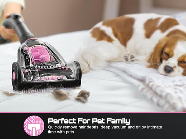 PKUYIE Canister Vacuum Cleaner, 40Kpa 1600W Cyclon Power, Dust Full Indicator, Double HEPA Filters, 3.7Qt Large Capacity, Lightweight Vac for Hard Floors, Carpets, Pet Hair, Pink