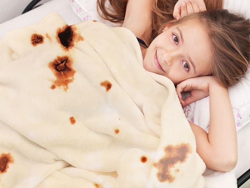 SeaRoomy Burritos Tortilla Blanket, Realistic Food Wrap Blanket Double Sided, Novelty Funny Tortilla Round Giant Soft Blankets (Beige, 47 inches)