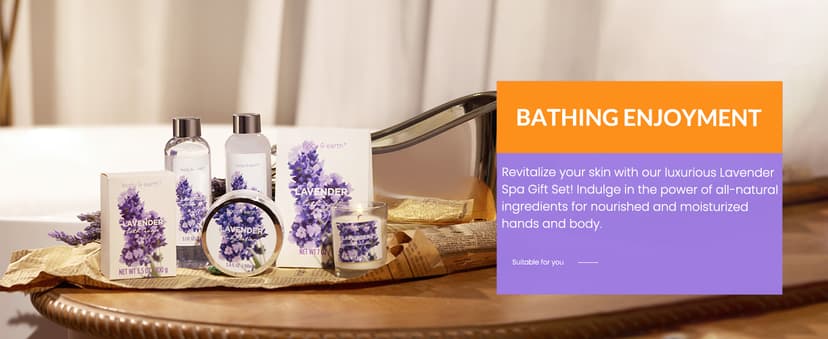 Gift Set for Women Body & Earth Gifts Set Lavender Gift Baskets For Women Bath Sets with Bubble Bath Body Lotion Scented Candle Christmas Gifts