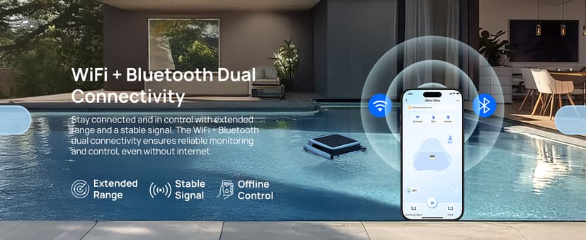 (2025 Upgrade) Beatbot iSkim Ultra 24/7 Cleaning Solar Powered Pool Skimmer with Water Clarification System & APP Control, Voice Broadcast, Dual Charging Options, Edge & Corner Cleaning, Blue