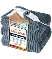 Bedsure Heated Blanket Throw Blanket - Fast Heating Electric Blanket, Soft Flannel Heated Throw with 4 Time Settings, 6 Heating Settings, Warm Gifts for Grandma Grandpa (50x60 inches, Dark Grey)