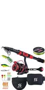 Sougayilang Fishing Rod Reel Combo with Telescopic Fishing Pole Spinning Reel Carrier Bag for Travel Saltwater Freshwater Fishing