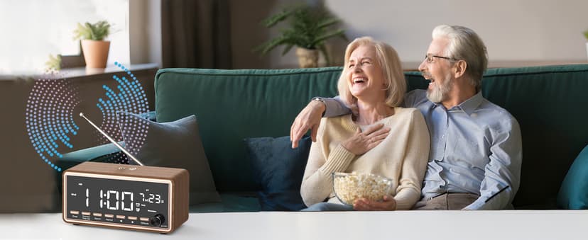 Digital Alarm Clocks Radio for Bedrooms,FM Radio & White Noise Sound Machine with Timer,Bluetooth Speaker,Dual Alarm Clock with Wireless Charging,Dimmable Big LED Display,Holiday Gifts for Men Women