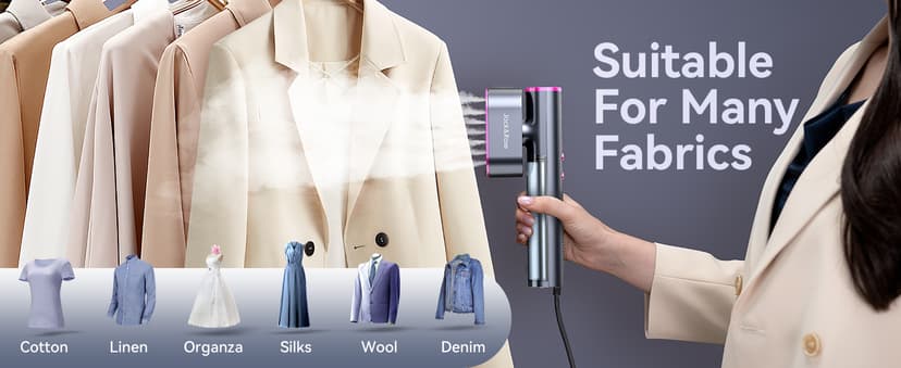 Jack & Rose Travel Steamer for Clothes,100-220V Portable Iron,15s Heat Up,Steamer & Iron 2 In 1, Travel Size,Large Ceramic Heat Panel,for Global and Europe