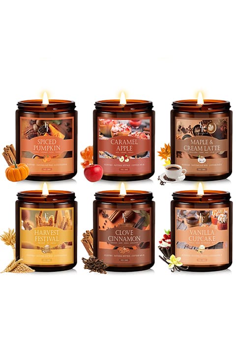 Fall Candles Set, 4 Pack Candles for Home Scented Natural Soy Wax, Autumn Gifts Set for Women Men, Fall Fragrance of Pumpkin/Cinnamon/Vanilla Cupcake/Apple B0F66HVPDY