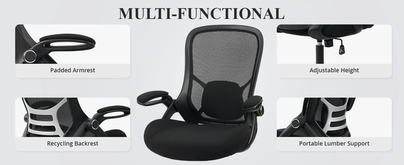 HYLONE Big and Tall 400lbs Heavy Duty Office Chair, 5" Thickened Seat Ergonomic Desk Chair with Adjustable Armrests, Home Office Computer Chairs for Long Hours Mesh Executive Chair(Black)