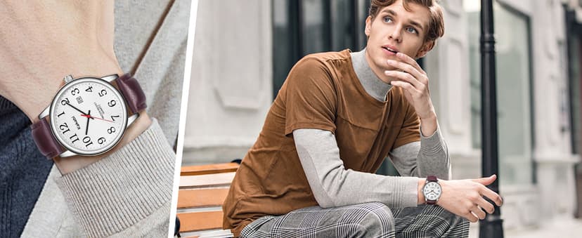 Kakabi Watch for Men, Easy Reader Unisex Analog Quartz Waterproof Wristwatch with Date and Leather Band, Casual Simple Fashion Mens Watches Gift