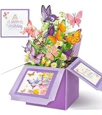 Happy Birthday Gifts Cards for Women, Daughter, Mom, Sister, Friend, Butterflies Greeting Card with Blank Notecard & Envelope Birthday Cards for Women, Butterfly Pop Up Card Box B0FHW31JY5