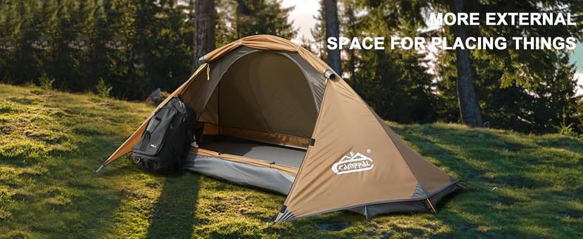 camppal 1 Person Tent for Camping Hiking Mountain Hunting Backpacking Tents 4 Season Resistance to Windproof Rainproof and Waterproof