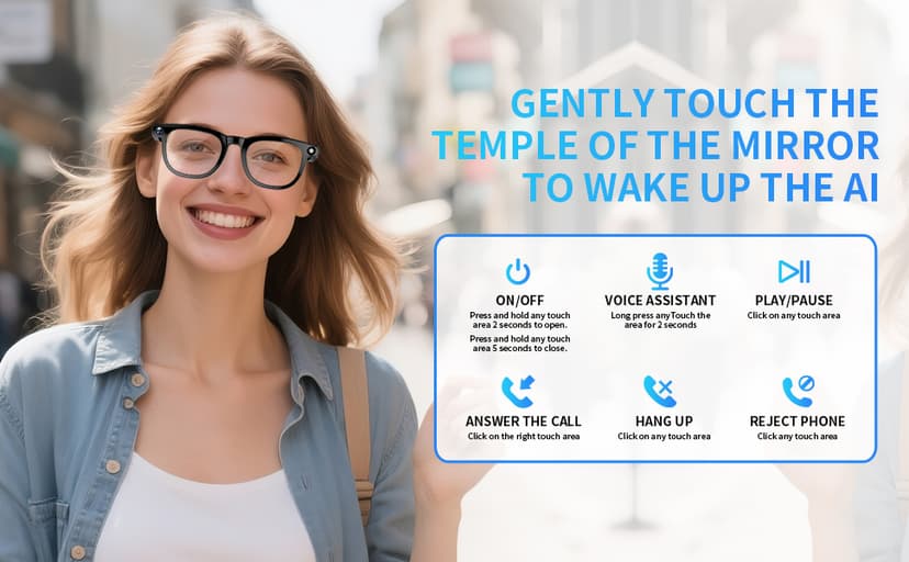 AI Translation Smart Glasses with 800W Camera, ENC Noise Cancelling Bluetooth 5.0, Real-Time Multilingual Translation (25 Languages), ChatGPT Compatible for Travel & Business (Black)