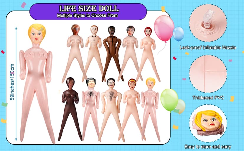 Liliful 59 Inch Blow up Doll Inflatable Life Size Funny Gag Gift for Bachelors Halloween Party Accessories Props Decoration(Cassie)