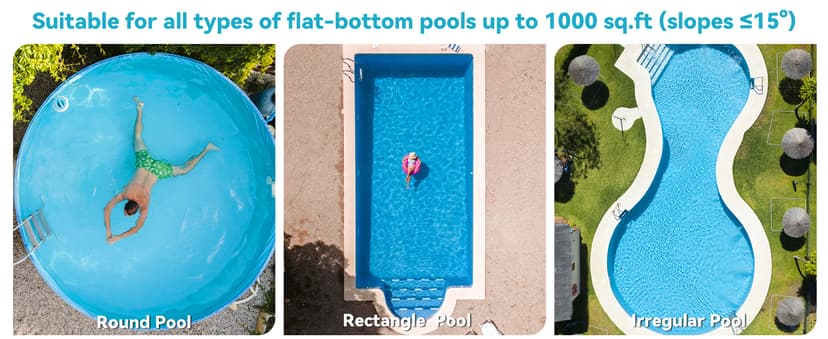 GMAPLAE Cordless Pool Vacuum for Above Ground Pool, Robotic Pool Cleaner with Dual Motors Strong Suction, 120 Mins Runtime, Auto-Parking, Pool Cleaner Robot for Inground Flat Pools Up to 1000 Sq.Ft
