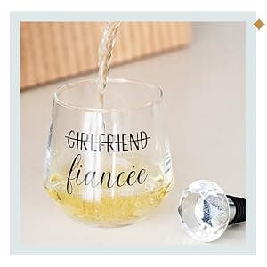 Engagement Gifts for Couples - Unique Fiance Gift for Him or Her! Whiskey Wine Glasses with Diamond Wine Stopper