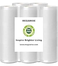 MEGAWISE 2025 Powerful Vacuum Sealer Machine | Compact Design | One-Touch Automatic | Seal in 10-20 Seconds | Dry, Moist, Wet, and Cold Modes | With 10 Vacuum Bags & Built-in Cutter (Grey)