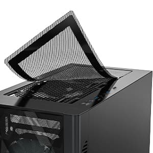 MUSETEX ATX PC Case Pre-Install 6 PWM ARGB Fans, Polygonal Mesh Computer Gaming Case, Opening Tempered Glass Side Panel Mid-Tower Case, USB 3.0 x 2, Black, NN8