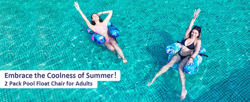 Inflatable Pool Float Chair - 2 Pack Pool Floats Adult Heavy Duty, Water Floating Lounge Chairs, Blow up Floaties Adults for Summer Fun Party Lake Beach