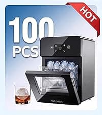 Silonn Ice Maker Countertop, Portable Ice Machine with Carry Handle, Self-Cleaning Ice Makers with Basket and Scoop, 9 Cubes in 6 Mins, 26 lbs per Day, Ideal for Home, Kitchen, Camping, RV
