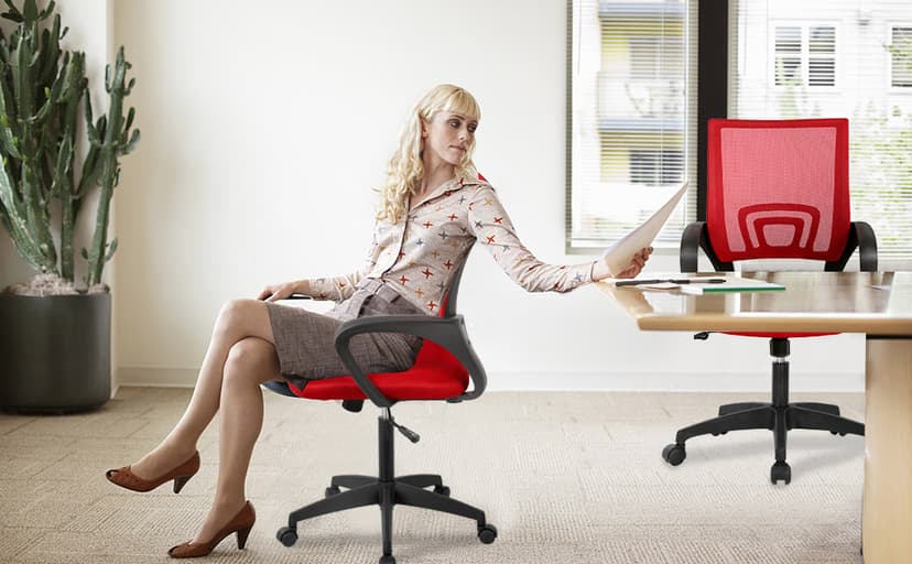 PayLessHere Home Office Chair Desk Computer Chair Adjustable Ergonomic Chair Lumbar Support Armrest Executive with High Density Mesh 360 Degree Swivel Chair for Adults Chair (Pack of 1, Red)