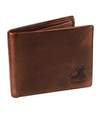 BULL GUARD Mens RFID Blocking Bifold Wallet Soft Genuine Leather Brown Western | Secure and Durable Extra Capacity Billfold with 11 Credit Cards, Flip Up ID