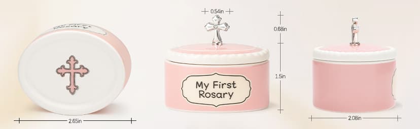 Baptism Gifts for Girl - My First Rosary with Ceramic Keepsake Box, Catholic Christening Gift Set, Pink Rosary for Kids, Baptism, First Communion & Baby Dedication Gifts for Newborn Baby Girls B0FP1QPHFJ