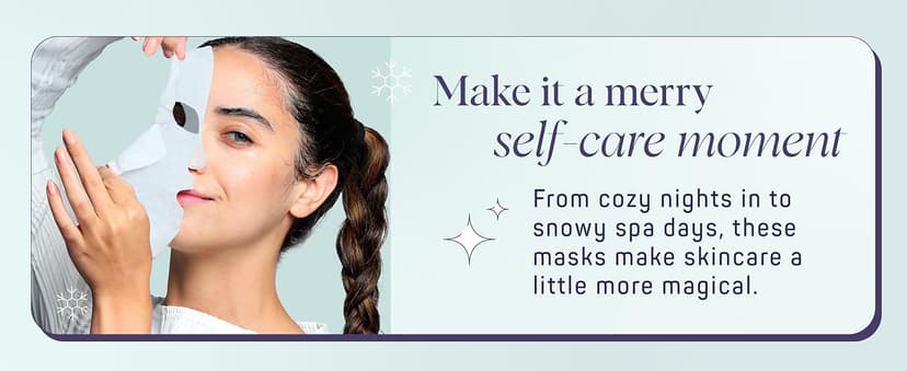 SpaLife Holiday Treats Facial Masks 12-Pack Assorted - Festive Christmas Skincare for Hydration and Refreshment - Gingerbread, Sundae, Cocoa & Eggnog