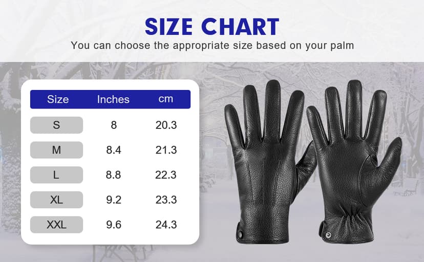 QOF Winter Genuine Leather Gloves for Men, Cashmere Warm Lined Finger Touchscreen Texting Driving Gloves