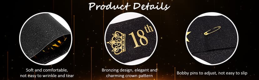 TOBATOBA 18th Birthday King Sash 18th Birthday Decorations for Boys, Gold Foil Black Satin Birthday Sash for Boys 18th Birthday Gift for Boys 18th Birthday Party Favors Decorations