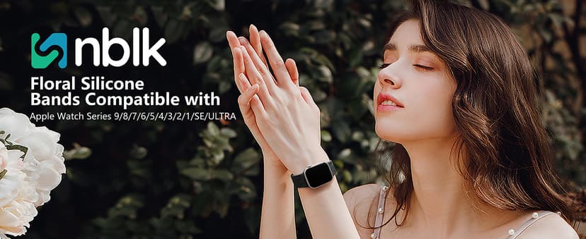 SNBLK 6 Pack Floral Engraved Bands Compatible with Apple Watch Bands 40mm 41mm 42mm 38mm 44mm 45mm 46mm 49mm Women Men, Silicone Flower Pattern Strap for iWatch Series 11 10 Se Ultra 9 8 7 6 5 4 3 2 1