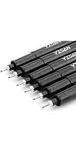 YISAN Drawing Art Pens,Micro Fineliner Pens,Fine Tip Manga Markers for Artist Sketch Technical,Black,12 Set,902195