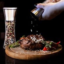 HOME EC Original Stainless Steel Salt or Pepper Grinder 1pk - Adjustable Ceramic Sea Salt Grinder or Pepper Mill - Tall Glass Spice Shaker - Spice Mill w/EBook B082V134CK