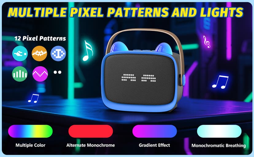 Mini Karaoke Machine Toys Gifts,Kids Portable MP3 Player with 2 Wireless Microphone and LED,Christmas Birthday Gifts for Girls Boys 3 4 5 6 7 8+ Year Old (Blue)