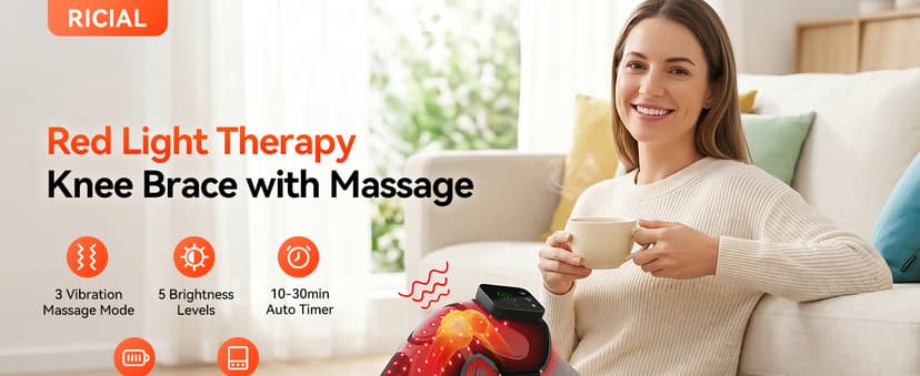 Red Light Therapy Knee Massager 660nm & 850nm, Heated Vibration Knee Brace Cordless Rechargeable 5000mAh, Timer & Pulse Modes for Knee Elbow Shoulder Joint Comfort Support Device B0GS5MWP52