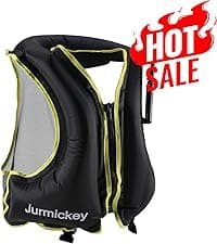 Inflatable Snorkel Vest Adults, Portable Snorkel Jacket, Buoyancy Vest for Snorkeling, Swimming, Kayaking, Boating, Safety Load Up to 220 Ibs