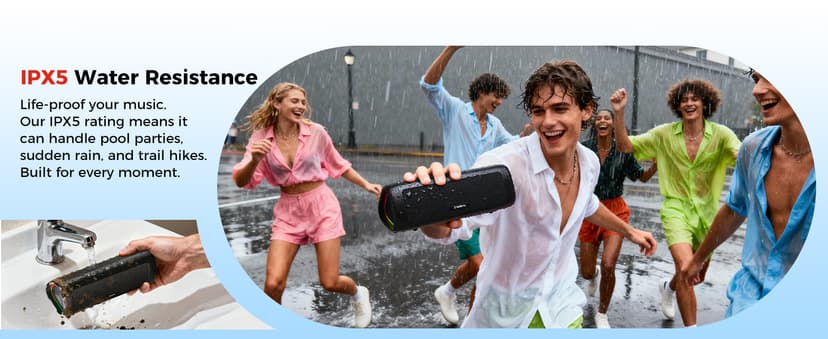 Bluetooth Speaker with HD Sound, Portable Wireless, IPX5 Waterproof, Up to 20H Playtime, TWS Pairing, BT5.3, for Home/Party/Outdoor/Beach, Stocking Stuffers, White Elephant Gifts for Adults (Black)