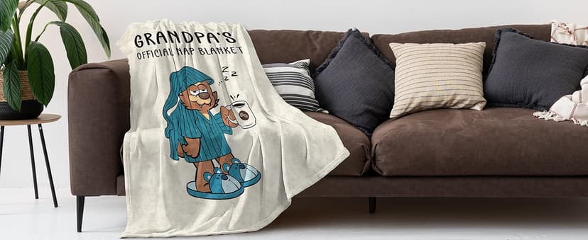SteadStyle Grandpa Gifts, Blanket Gifts for Grandpa from Grandkids, Grandfather Birthday Gift, Thanksgiving, Christmas, Fathers Day, Fluffy Blanket for Papa, 60'' x 50'' (Beige)