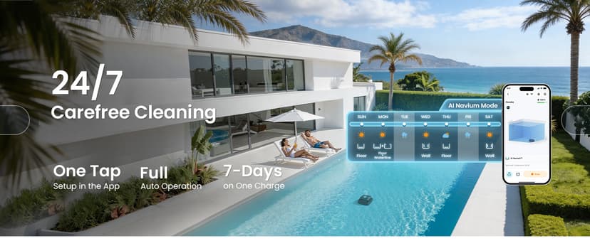 AIPER Scuba V3 AI Vision Cordless Robotic Pool Cleaner, Include Wireless Charging Dock, Smart Waterline Parking & Featherlight Design, Micromesh Multi-Layer Filtration, Grey