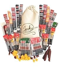 Jerky.com Jerky.com Exotic Meat Sticks Gift Bag | Wild Game Jerky Sampler with Venison, Elk & Wild Boar | 12pc High Protein Meat Snacks Variety Pack | Unique Gift Basket for Men, Dad, Hunters, Outdoorsmen