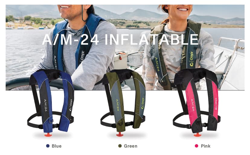 Onyx A/M-24 Automatic/Manual Inflatable Life Jacket, U.S. Coast Guard Approved, Low Profile, Compact Design, Manual Convertible Inflation Option
