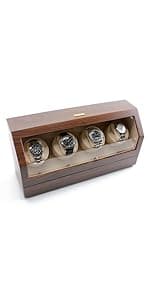 Heiden Double Watch Winder in Walnut - Automatic Watch Window for 2 Watches - Japanese Motor - Zero Magenetization - Use Batteries or Adapter Dual Watch Winder for Automatic Watches for Rolex