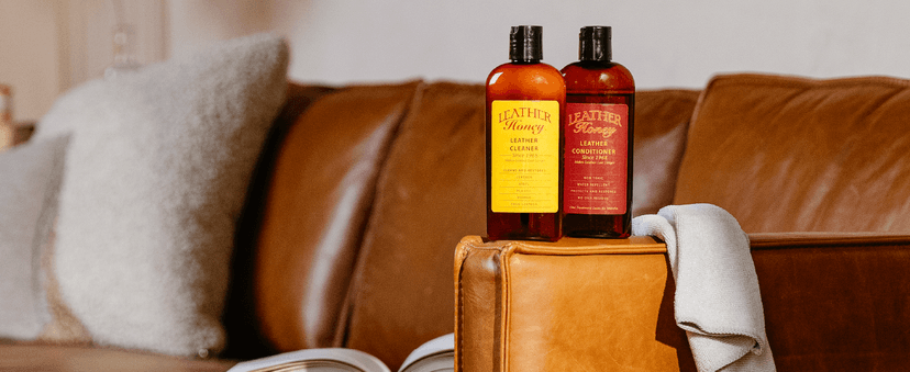 Leather Honey Complete Leather Care Kit: Cleaner, Conditioner, 2 Cloths. Non-Toxic Leather Care Made in The USA Since 1968. Restore Couches, Car Seats & Interior, Jackets, Shoes & Bags. for Any Color