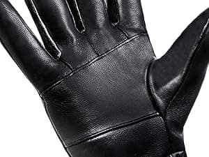 HANDLANDY Genuine Sheepskin Leather Gloves for Men Winter Driving Warm Thermal Wrist Gloves Fleece Lining for Cold Weather