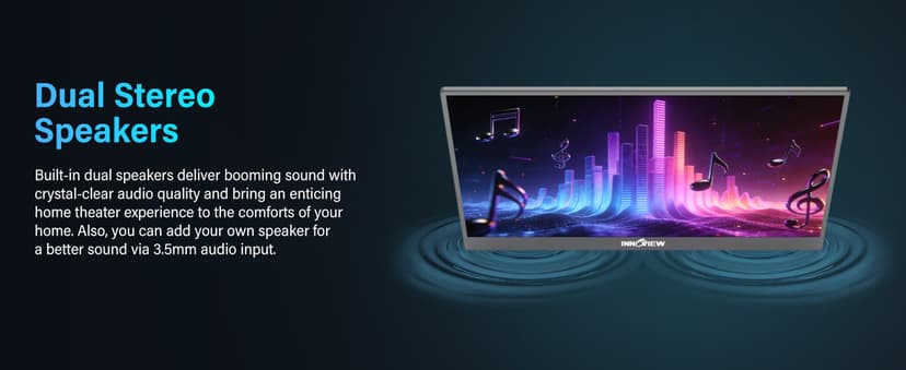 InnoView Portable Monitor 15.6" 1080P for Laptop with Protective Sleeve, Built-in 90° Adjustable Stand USB C HDMI Ultra-Slim Portable Laptop Monitor for MacBook Phone PS Xbox Switch