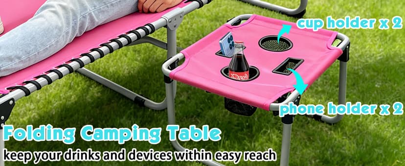 Outdoor Tanning Chair with Sun Canopy Shade & Face Hole, Folding Lounge Chair with Beach Table and Carry Bag for Poolside Sunbathing Lawn