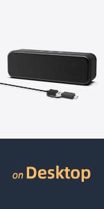 Computer Speakers for Desktop PC Monitor, USB Plug-in, Wired, Computer Soundbar for PC, Laptop Speakers with Adaptive-Channel-Switching, Loud Sound, Deep Bass, USB C Adapter, Easy to Clip on Monitor